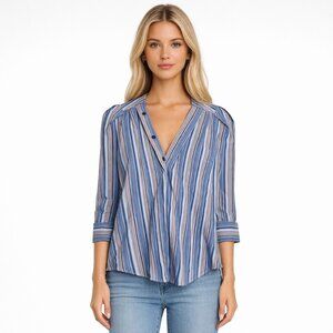 KMJ Kate Mchale Jensen Olivia 3/4 Sleeve shirt Blue Print size Small NWT
